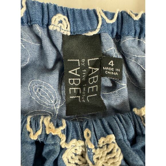 Label by Five Twelve Dress Women’s  Size 4 Chambray Blue White Embroidery Boho - Picture 4 of 9